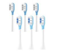 Fiohiros Juego de 6 cabezales de repuesto para cepillo de dientes eléctrico Laifen (6 azules, tipo limpio) (3 azules 3 grises, Cerdas estándar)