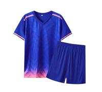 Fiohiros Set Deportivo Kinder, Ropa Deportiva de Secado Rápido para Niños, Conjunto de Camiseta Deportiva para Fútbol, Chaqueta de Entrenamiento (Azul con Rosa, 8-9 años)