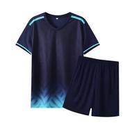 Fiohiros Set Deportivo Kinder, Ropa Deportiva de Secado Rápido para Niños, Conjunto de Camiseta Deportiva para Fútbol, Chaqueta de Entrenamiento (FR/ES, Edad, 6 años, 7 años, Regular, Azul)