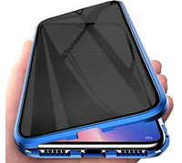 Fiokxie Anti Espía Magnética Funda para Honor 70 Carcasa Anti-pío 360 Grados Protección Estuche Adsorción Magnética Metal Marco Case Privacidad Vidrio Templado Flip Cover,Azul