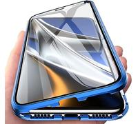 Fiokxie Funda Compatible con Vivo X200 Pro, Carcasa Magnética Adsorción Casa Metal Bumper Cubierta Estuche 360 Grados Funda Protectora Cubierta de Transparente Vidrio Templado Caja Cover,Azul