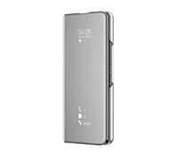 Fiokxie Funda Compatible para Xiaomi 15T Translúcido Espejo Carcasa, Clear View Standing Ultra Delgado Funda Libro Flip Espejo Case Soporte Plegable Smart Mirror Protectora Bumper,Plata