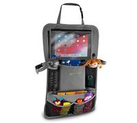 FIOLY Organizador asiento coche niños con compartimento para iPad, protector trasero del asiento del coche, Impermeable, portabotellas, 2 en 1, Innovador bebé almacenamiento para el cochecito