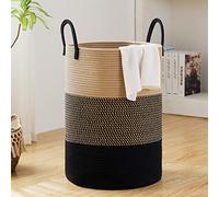 Fiona's magic - Cesta de lavandería tejida de cuerda de algodón, cesta grande de almacenamiento bohemia para mantas, juguetes y ropa para organizar el dormitorio y la sala de estar, yute, 58 L, marrón