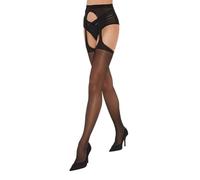 Fiore Atractivos pantis de seda transparentes sin entrepierna con efecto liguero, 20 DEN - Negro - S