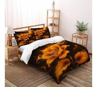 Fiore Fuoco Juego De Funda para Edredón 3 Piezas 3D Impresa Aesthetic Fiamma Plant con Cremallera Y Funda De Almohada Super King（260x220cm） 100% Microfibra Juego De Cama para