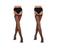 Fiore - Medias de efecto Costura para Liguero - Mujeres, Juego de 2 unidades, Negro, M