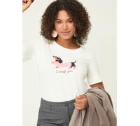 Fiorella Rubino - Camiseta de algodón con estampado de perro salchicha Mujer, Blanco Talla: L (56-58 IT)