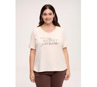 Fiorella Rubino - Camiseta de algodón con frase motivacional Mujer, Beige Talla: XXL (64 IT)