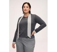 Fiorella Rubino - Jersey de viscosa con bufanda integrada estampada Mujer, Gris Talla: L (56-58 IT)