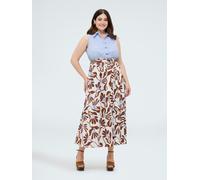 Fiorella Rubino - Vestido camisero sin mangas con estampado Mujer, Light - blue Talla: 37 (46 IT)