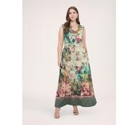 Fiorella Rubino - Vestido largo acampanado con estampado Mujer, Verde Talla: L (56-58 IT)