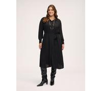 Fiorella Rubino - Vestido largo camisero plisado en georgette Mujer, Negro Talla: L (56-58 IT)