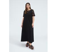 Fiorella Rubino - Vestido línea A largo con detalles florales Mujer, Negro Talla: L (56-58 IT)