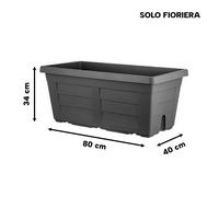 Fiorera Vaso Jardín Grande Resina Efecto Madera 80×40×34h cm Negra