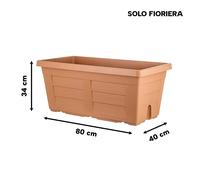 Fiorera Vaso Jardín Grande Resina Efecto Madera 80×40×34h cm Negra