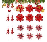 Fiori Di Natale Artificiali per Albero,Decorazioni Natalizie - Rami Decorativi Natalizi | per Ghirlande Festoni Proprietari Appartamento Designer D'Interni Mensola del Portico Inv