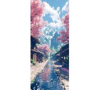 Fiori Di Prugna Dipingere con i Numeri Adulti, Misura XXL 25x75cm,Montagna Paint by Numbers Kit Principianti Con 3 Penne, Kit Fai Da Te, Hobby Creativi Adulti Decorazioni, (Senza Cornice) P0M-415