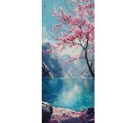 Fiori Di Prugna Dipingere con i Numeri Adulti, Misura XXL 90x270cm,Lago Paint by Numbers Kit Principianti Con 3 Penne, Kit Fai Da Te, Hobby Creativi Adulti Regalo Decorazioni, (Senza Cornice) P0M-274