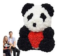 Fiori 'oso - Panda de Saint -Valentin Bear, Panda Bear Gift en flores artificiales, flores artificiales de 25 cm con corazón/nudo | Muñeca panda hecha para cumpleaños