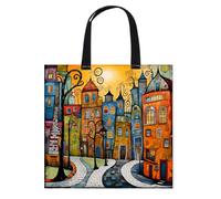 Fiorky 11CT Coloridos Edificios Punto de Cruz Bolsa de Lona Kit de Bordado Bolsa Personalizada Kit de Punto de Aguja a Mano Bolsa de Regalo para Amigos