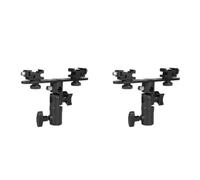 Fiorky 2 Piezas Soporte de Flash Doble Soporte de Flash de Zapata Caliente Soporte de Paraguas de Flash de Zapata Doble de 1/4 a 3/8 de Pulgada con 2 Soportes de Zapata fría Soporte de Flash