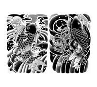 Fiorky 2PCS Etiqueta Engomada Del Tatuaje Del Jugo De Hierbas Etiqueta Engomada Del Tatuaje Temporal A Prueba De Agua Etiqueta Engomada Del Tatuaje Temporal De Pez Realista Etiqueta Engomada