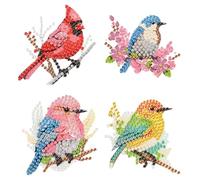 Fiorky 4 PCS Broche de diamantes de imitación, Pintura de diamante Broche Arte de diamante Broche Rinéso Pins de cristal Kit de joyas de joyas de broche de diamantes para mujeres Diy Kit de