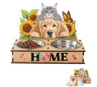 Fiorky 5d Kits de Pintura de Arte de Diamante de DIY Fora Adultos y niños, alimentador de Agua de Pintura de Diamantes con Soporte de Madera DIY Kits de tazón Fora Perros Kits alimentación