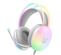 Fiorky Auriculares supraaurales para Juegos micrófono Auriculares para Juegos con Luces LED para PS4/PC/portátil