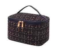 Fiorky Bolsa de cosméticos de Gran Capacidad, Bolsa de Almacenamiento de cosméticos para Mujer con asa/Cremallera, Bolsa de Lavado a Cuadros, Bolsa de Maquillaje de Viaje Plegable, Bolsa de