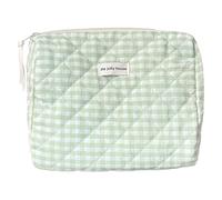 Fiorky Bolsa de Maquillaje de Viaje a Cuadros, Organizador de Maquillaje Acolchado, Bolsa de Almacenamiento de Gran Capacidad, Estuche Organizador de cosméticos Fora Mujeres y niñas (Verde)