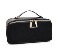 Fiorky Bolsa de Maquillaje de Viaje, Bolsa de cosméticos, Estuche Organizador de Maquillaje, Bolsa de Maquillaje Impermeable de Gamuza para Mujer, Bolsa de Aseo Viaje con múltiples Bolsillos