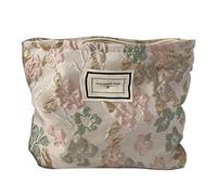 Fiorky Bolsa de Maquillaje de Viaje de Gran Capacidad, Bolsa de Embrague Simple para Mujer Bolsa de cosméticos de Flores en Relieve Informal de Moda multifunción portátil Gran Capacidad para