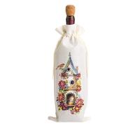 Fiorky Bolsas de Regalo de Vino Bolsas de Vino de arpillera Pintura de Diamante de Bricolaje, Pintura de Diamante de Animal de Flor Bolsa de Botella de Vino Tinto Arte de Diamante Creativo