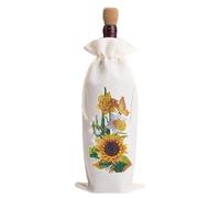 Fiorky Bolsas de Regalo de Vino, Pintura de Diamantes, Arte de Diamantes, Bolsa de Regalo de Vino de Lino, Etiqueta de Flor de arpillera de gnomo, Cubiertas para Botellas de Licor, Mariposa