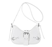Fiorky Bolso Bandolera Estilo gótico Fora Mujer Correa Ajustable y Hebilla Y2K Bolso Bandolera Estilo Punk Bolso Hobo Color sólido Gran Capacidad Fora Viajes al Aire Libre (Blanco)