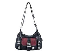 Fiorky Bolso Bandolera para Niñas Bolso Bandolera de Cuero PU Bolso Bandolera con Bolso Bandolera Ajustable Bolso Bandolera Versátil con Múltiples Bolsillos en Color en Contraste para Viajar