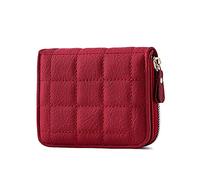 Fiorky Cartera de Cuero, Monederos a Cuadros de Cuero de PU Fora Mujer Cartera pequeña con Cremallera de Moda Monedero Delgado Monedero Bolsillo en Efectivo Bolsa Color sólido Fora Efectivo