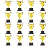 Fiorky Copas de Trofeo de Premio de Oro pequeño:16 Pieza de Mini trofeos Fora niños Copas de Trofeo de Premio de Oro de plástico Copa de Trofeo de forticipación de Oro Fora Regalos de Fiesta