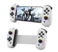 Fiorky D8 Controlador de Juego inalámbrico telescópico Joystick con Turbo/giroscopio de 6 Ejes/vibración Joystick inalámbrico para Gamepad Compatible con Luz RGB para Andrid iOS PS3 PS4
