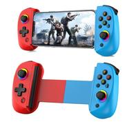 Fiorky D8 Controlador de Juego inalámbrico telescópico Joystick con Turbo/giroscopio de 6 Ejes/vibración Joystick inalámbrico para Gamepad Compatible con Luz RGB para Andrid iOS PS3 PS4