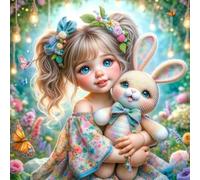 Fiorky Diamond Painting, 5D DIY Full Round Drill Diamond Painting Girl Kit Home Art Craft Gem Dots Arte y manualidades para decoración de la pared del hogar 40x40cm