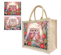 Fiorky Diamond Painting Linen Garden Animal Diamond Bolsa de protección ambiental hecha a mano con diamantes de imitación Bolsa de comestibles reutilizable con asas Bolsas de mercancías for
