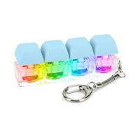 Fiorky Keyboard Llavero 4 Teclas Teclado Juguetes de Descompresión con Luz LED Teclado Juguete DIY Teclado Cubo Juguete Fora Adultos Fora Aliviar el Estrés Pasar el Tiempo (Azul Claro)