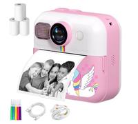Fiorky Kids Mini cámara de impresión instantánea, Pantalla de 2,4 Pulgadas, cámara Digital para niños con 3 Rollos de Papel de impresión, cámara de Dibujo Infantil, vídeo de 48 MP 1080P para