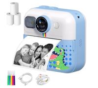 Fiorky Kids Mini cámara de impresión instantánea, Pantalla de 2,4 Pulgadas, cámara Digital para niños con 3 Rollos de Papel de impresión, cámara de Dibujo Infantil, vídeo de 48 MP 1080P para