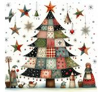 Fiorky Kit de punto de cruz de árbol de Navidad impreso con hilo de algodón ecológico de bordado completo de 11 quilates Arte 50 * 50 cm, kits de punto de cruz para adultos principiantes