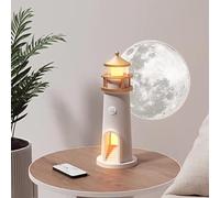 Fiorky Lighthouses Luz nocturna, lámfora de faros de proyección de luna, luz de proyección de faro, luz decorativa pequeña de noche, luz de atmósfera multifunción fora decoración del hogar