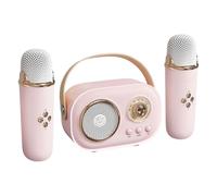 Fiorky Máquina de Karaoke para Niños Adultos, Mini Altavoz Portátil con Bluetooth y 2 Micrófonos Altavoz de Karaoke Inalámbrico Los Mejores Regalos Juguetes para Niñas y Niños Rosa Fiesta